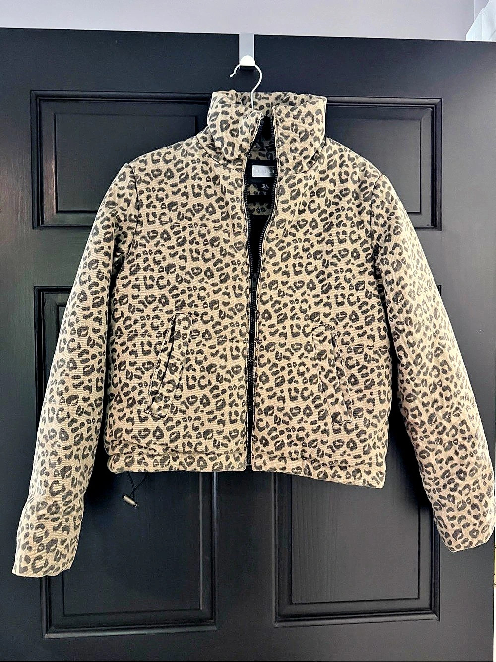 JouJou Leopard Print Puffer Jacket in Brown & Black Size XS Like